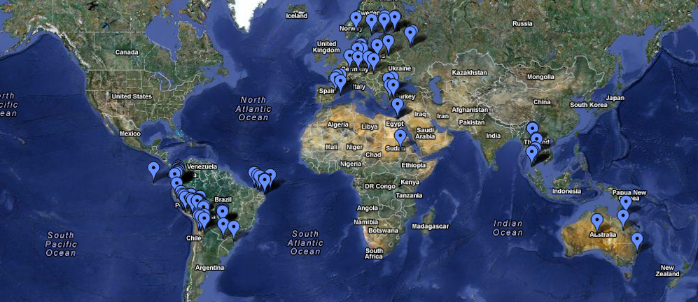 Mapa das viagens Errante